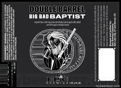 Epic Brewing Adding Double Barrel Big Bad Baptist Bottles