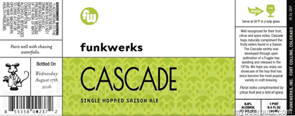 Funkwerks – Cascade Single Hopped Saison