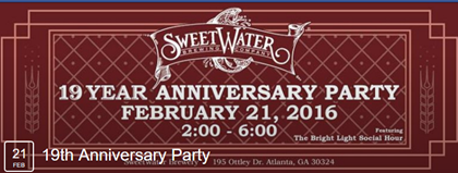SweetWater – 19th Anniversary Party Details – Feb 21st