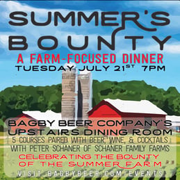 Bagby Beer – Farm-Focused Pairing Dinner – 7/21