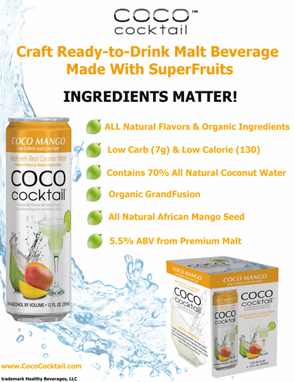 Healthy Beverages Launches New COCO Mango Cocktail Cans
