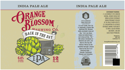 Orange Blossom Brewing – Back In The Day IPA, Honey Pilsner, Pilsner 2 & Weisse Weisse Baby Cans