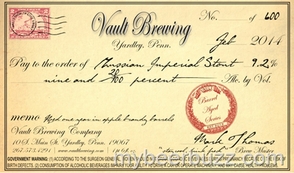 Vault Brewing (Yardley, PA) Barrel Aged Series Russian Imperial Stout