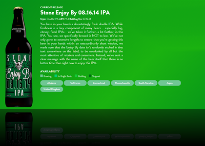 Stone Enjoy By 08.16.14 Coming To Japan, The UK, AL, CA, CT, MA & SC