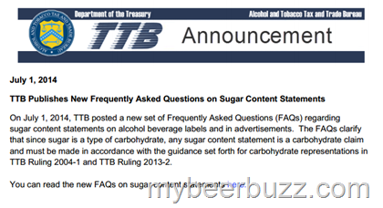 TTB Publishes New FAQs on Sugar Content Statements