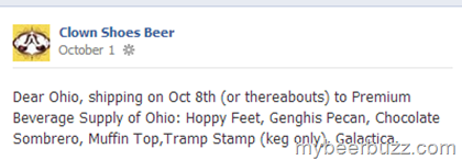 Clown Shoes Beer Enters Ohio Distribution 10/8