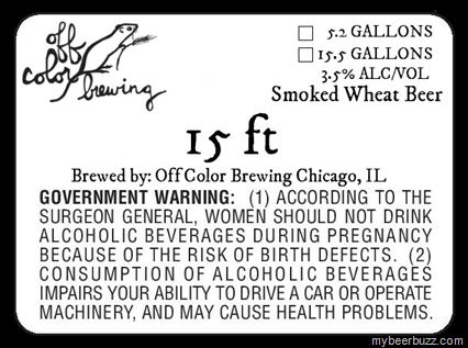 Off Color Brewing – 15 Ft Smoked Wheat Beer (3.5% ABV) & Something Ale