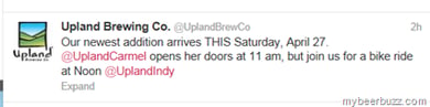 Upland Brewing – Carmel, IN Taproom Opens 4/27