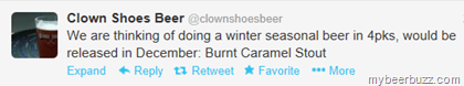 Clown Shoes Considering Burnt Caramel Stout Winter Seasonal