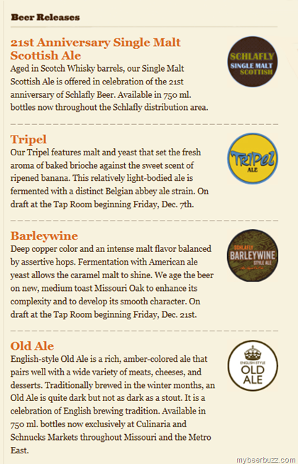 Schlafly Releasing 21st Anniversary Single Malt Scottish Ale, Tripel & Barleywine & Old Ale In Dec