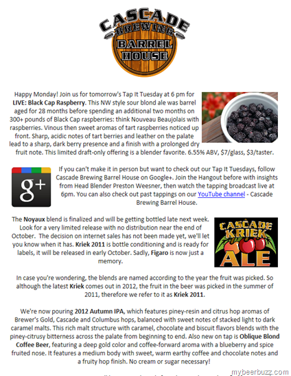 Cascade LIVE: Black Cap Raspberry, Kriek & 2012 Autumn IPA