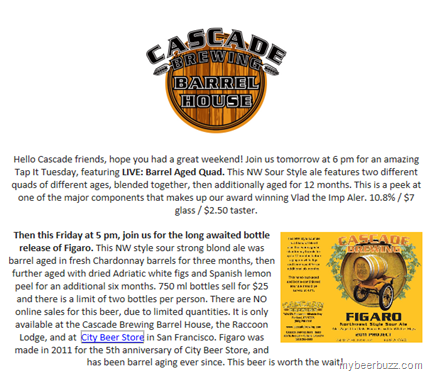 Cascade–Barrel-Aged Quad & Figaro Bottle Release 8/24