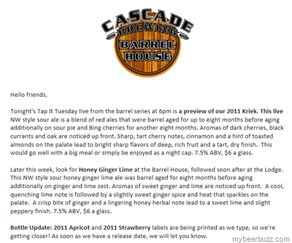 Cascade Brewing–2011 Kriek, Honey Ginger Lime, 2011 Apricot & Strawberry Bottles