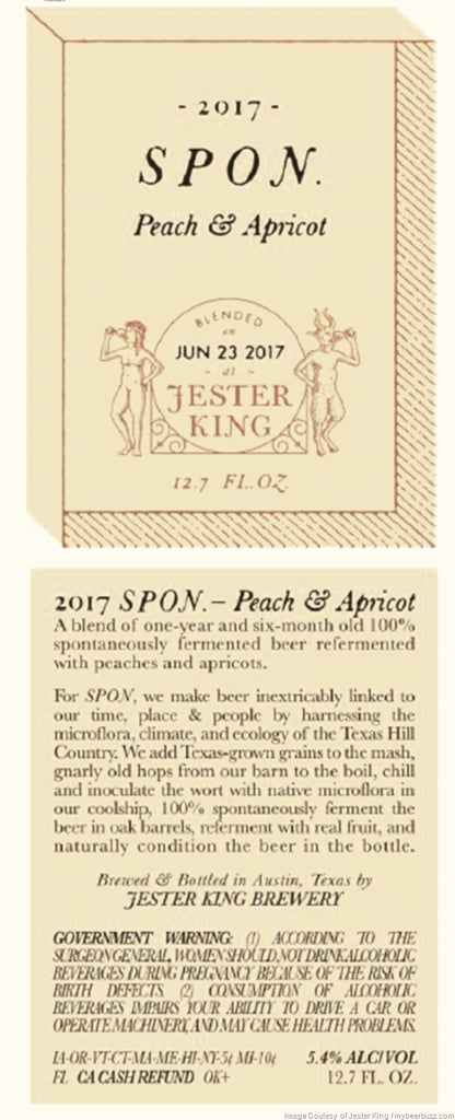 Jester King Adding 2017 SPON Muscat, 2017 SPON Syrah & Sangiovese and 2017 SPON Peach & Apricot