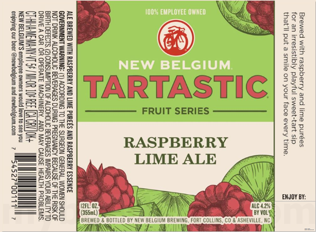 New Belgium Adding Fruit Series Tartastic Raspberry Lime Ale Bottles