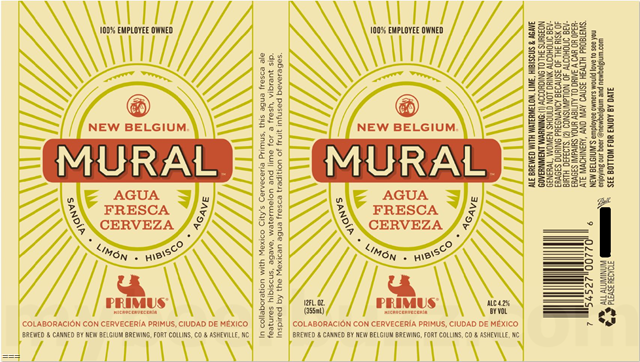 New Belgium & Cerveceria Primus Collaborate On Mural Agua Fresca Cerveza Cans & Bottles