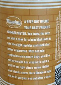Mayday Brewery Apologizes For Boro Blonde Can Packaging Text
