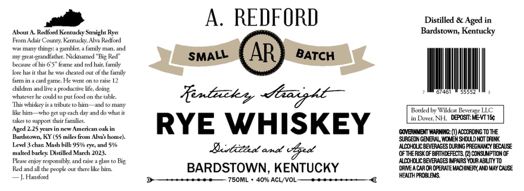 A. Redford Small AR Batch Kentucky Straight Rye Whiskey
