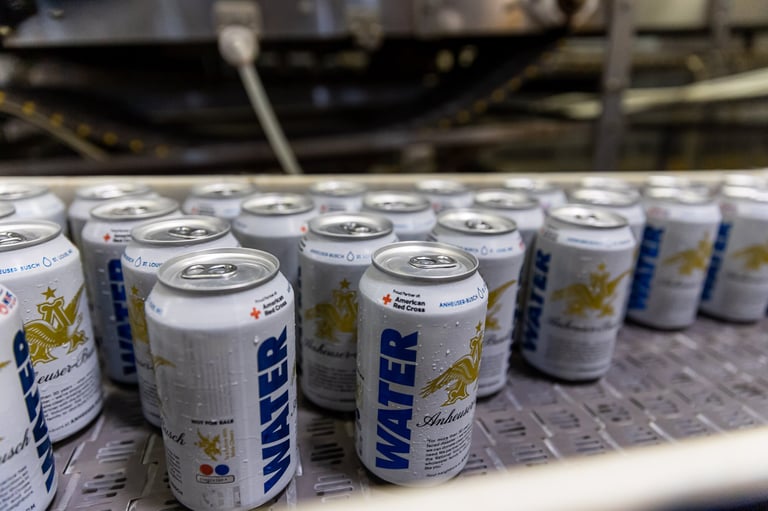 Anheuser-Busch Emergency Water 12oz Cans.
