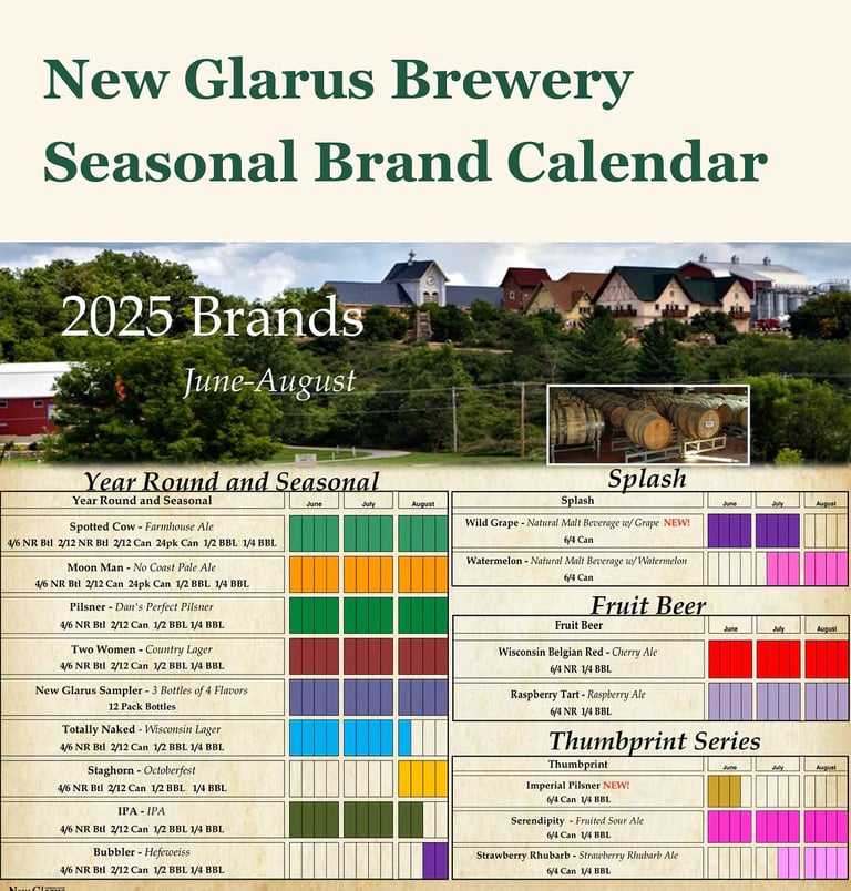 New Glarus 2025 June-August Release Calendar