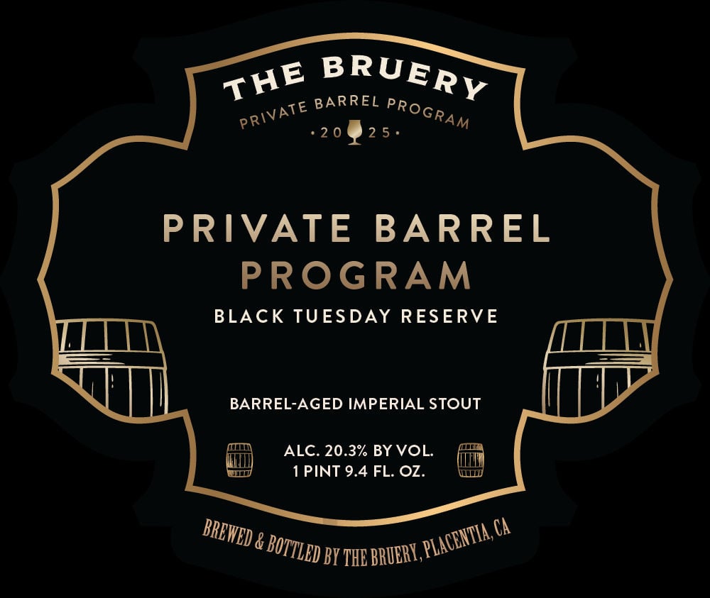 The Bruery Adding 2025 Private Barrel Program Black Tuesday Reserve–20.3%-AbV