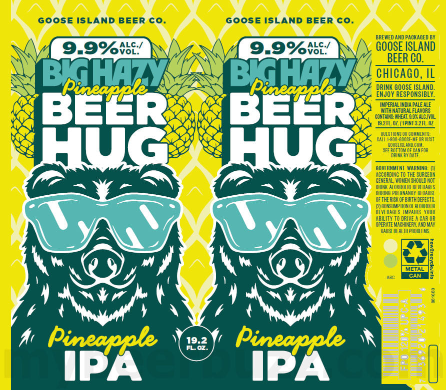 Goose Island Adding Big Haze Pineapple Beer Hug IPA 19.2oz Cans