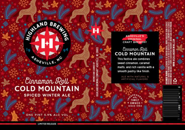 Highland Brewing Adding Cinnamon Roll Cold Mountain & Breakfast Cold Mountain Spiced Winter Ale