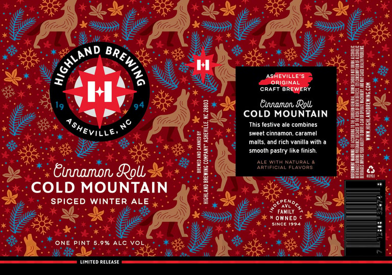 2025 Highland Brewing Cinnamon Roll Cold Mountain 16oz Cans.