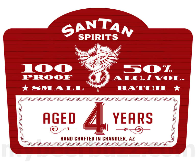 SanTan Spirits J.W. Powwell 4-Year Small Batch Whiskey Bottles.