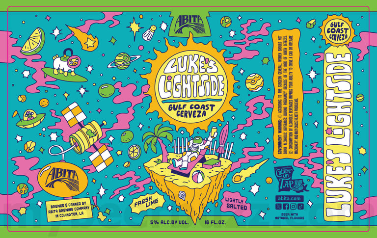 2025 Abita Brewing Luke's Lightside Gulf COast Cerveza 16oz Cans.