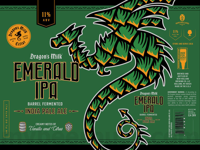 2025 New Holland Dragon's Milk Emerals IPA 16oz Cans.