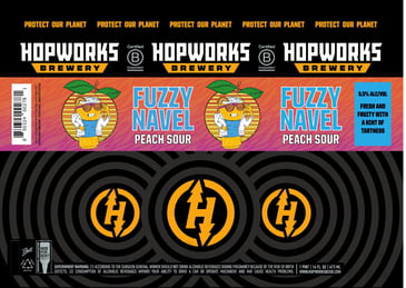 Hopworks Adding Fuzzy Navel Peach Sour Ale Cans