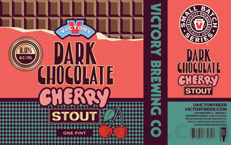 2025 Victory Dark Chocolate Cherry Stout 16oz Cans.