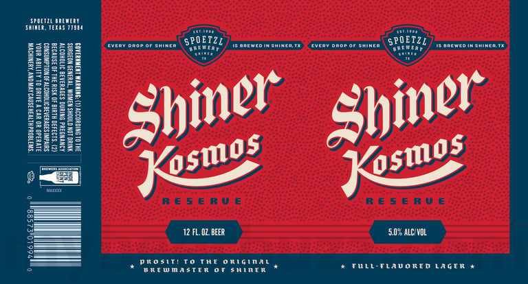 2025 Shiner Kosmos Reserve 12oz Cans.