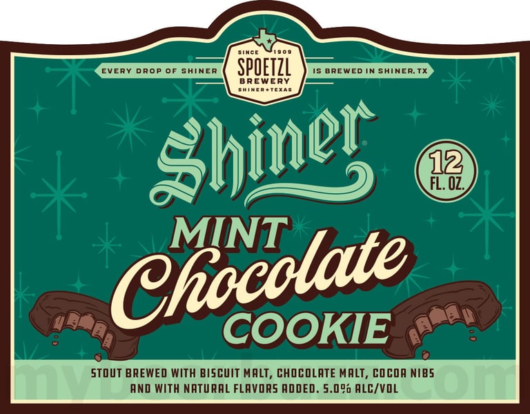2025 Shiner Mint CHocolate Cookies Stout 12oz Cans.