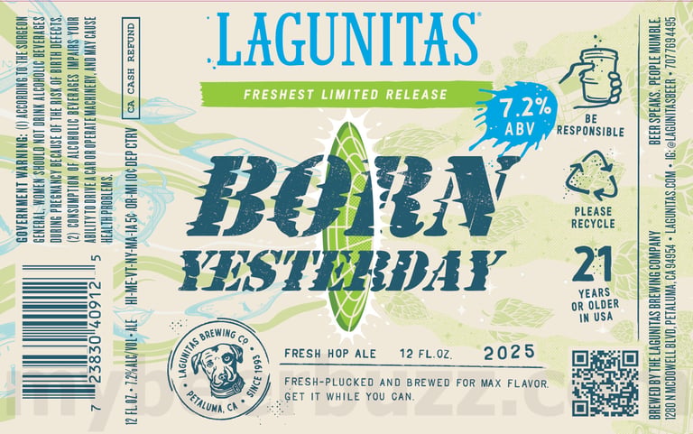 2025 Lagunitas Born Yesterday 12oz Cans.