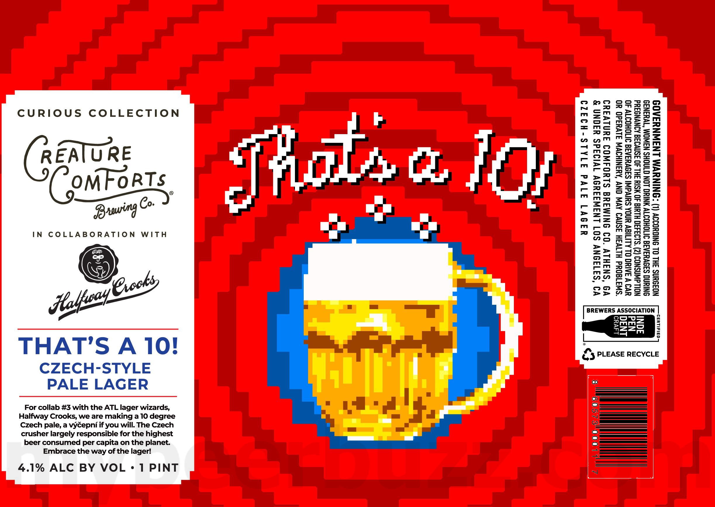 2025 Creature Comforts Halfway Crooks That's A 10! 16oz Cans.