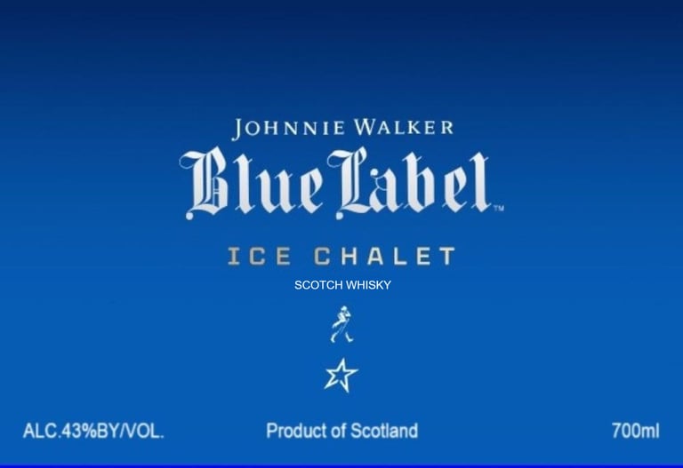 Johnnie Walker Blue Label Ice Chalet Bottles.