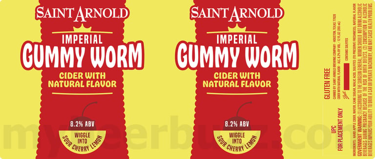 2025 Saint Arnold Imperial Gummy Worm 12oz Cans.