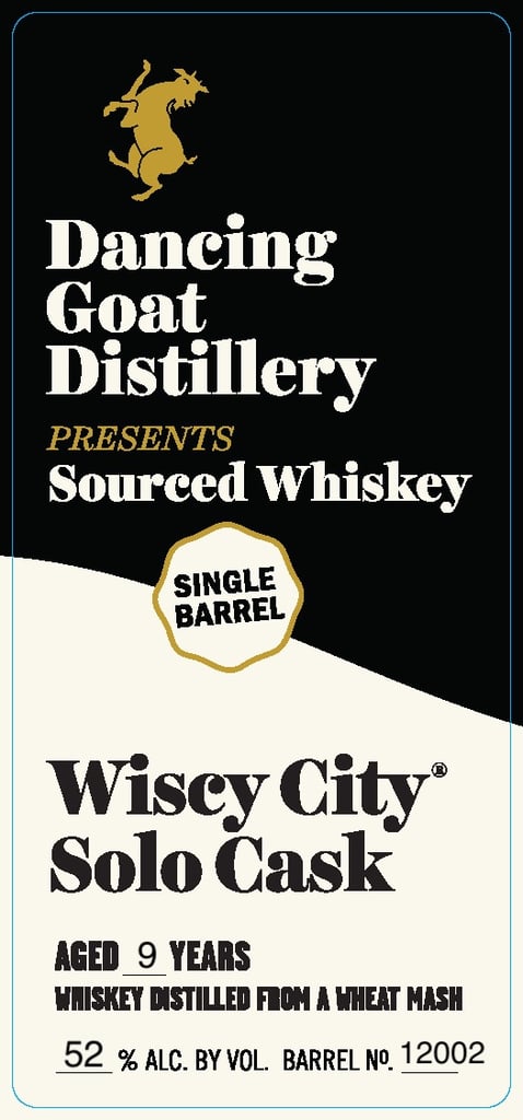 Dancing Goat Distillery Presents Wiscy City Solo Cask Wheat Mash Single Barrel 9-Year Sourced Whiskey
