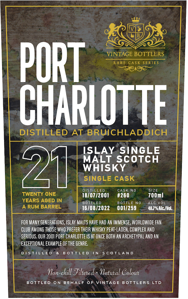 Port Charlotte Distilled At Bruichladdich 21-Year Islay Single Malt Scotch Whiskey Single Cask