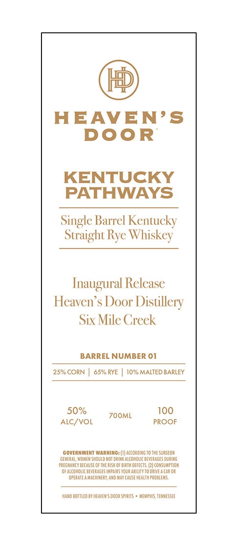 Heaven's Door Kentucky Pathways 700ml Bottles