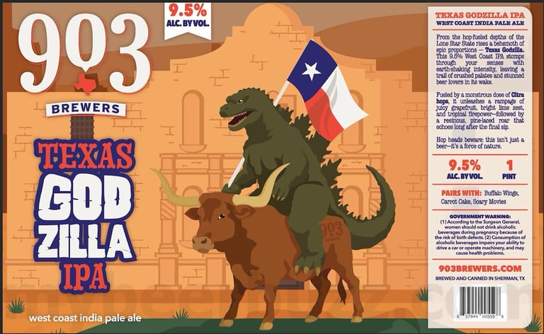 2025 903 Brewers texas Godzilla IPA 16oz Cans.