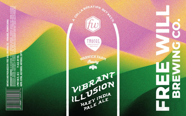2025 Free Will, Tröegs, Warwick Famrs Vibrant Illusion 16oz Cans.