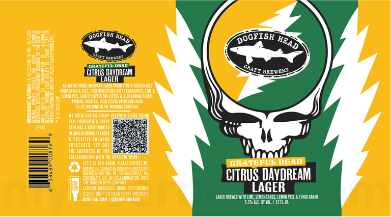 2025 Dogfish Head Grateful Dead Citrus Daydream Lager 12oz Cans