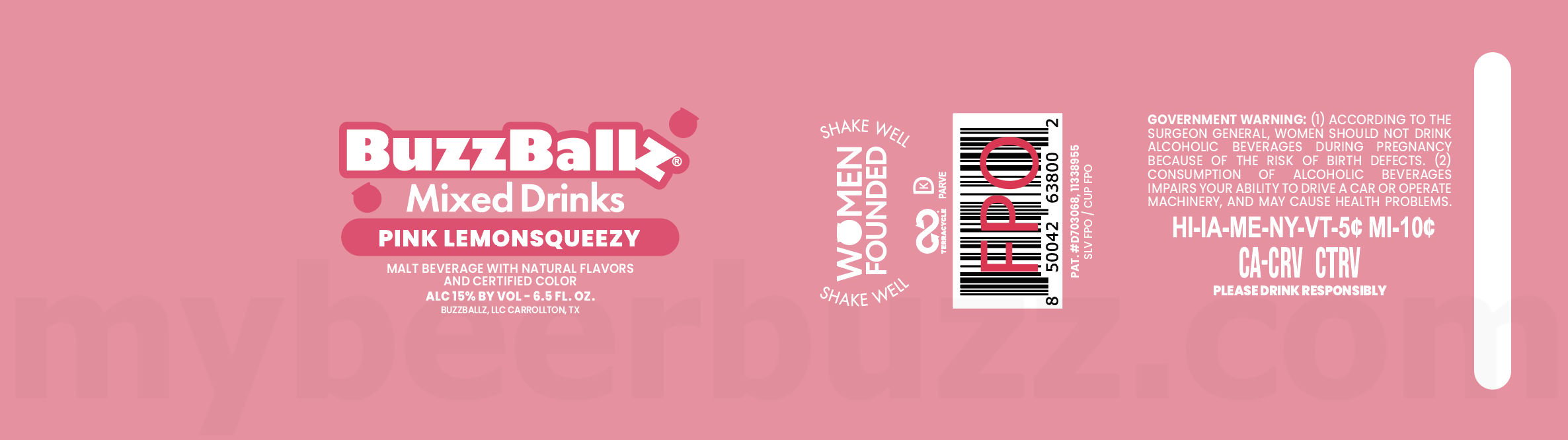 2025 BuzzBallz Pink Lemonsqueezy 6.5oz Ball