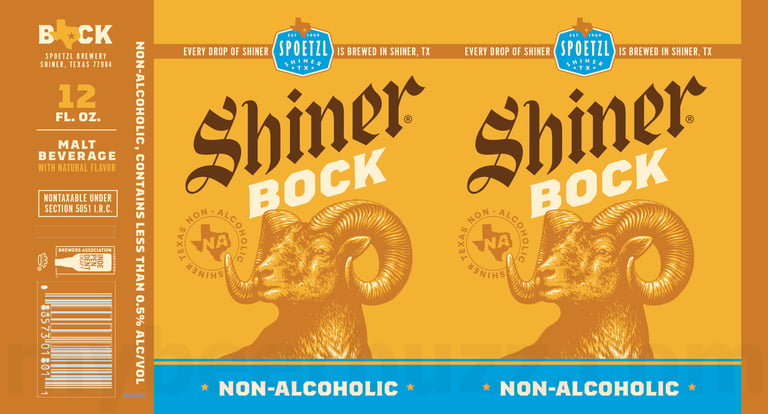 2025 Shiner Bock Non-Alcoholic 12oz Cans.