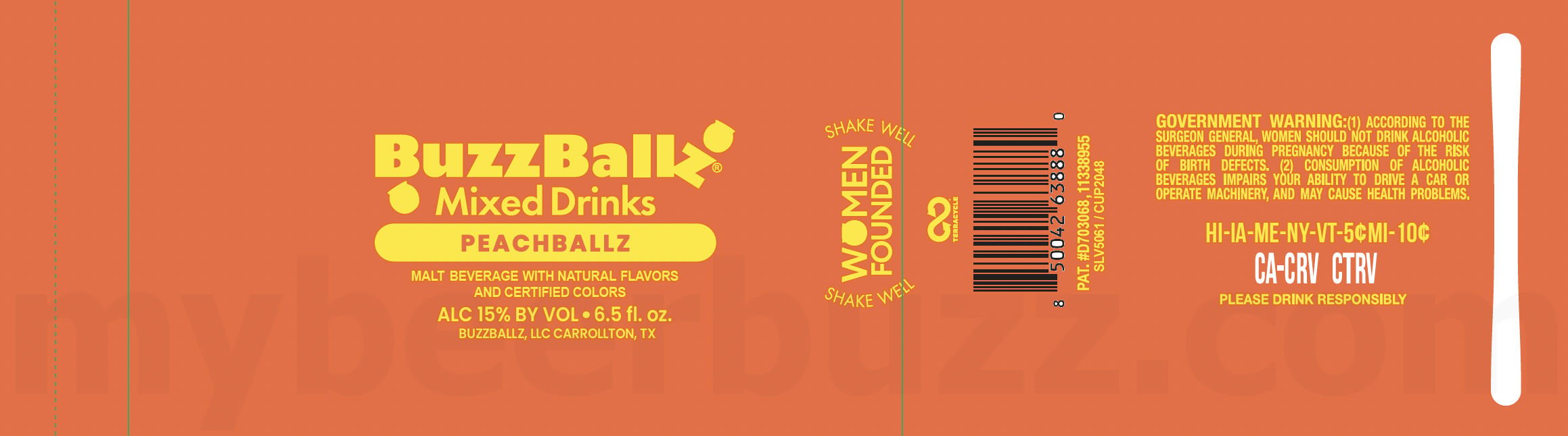 2025 Buzzballz Peachballz 6.5-oz Balls