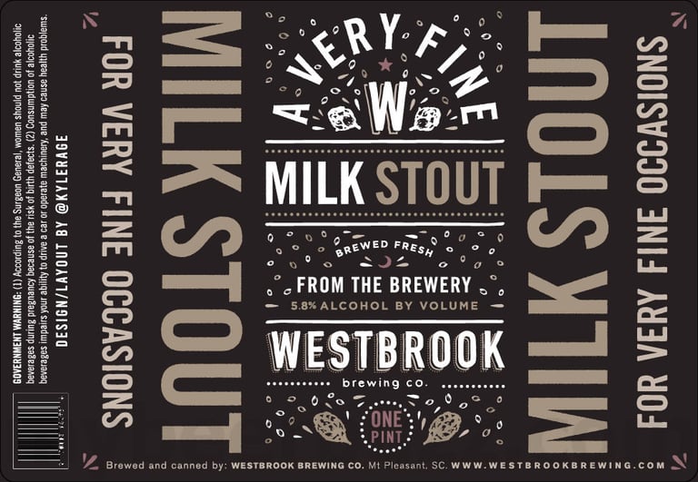 2025 Westbrook Milk Stout 16oz Cans.
