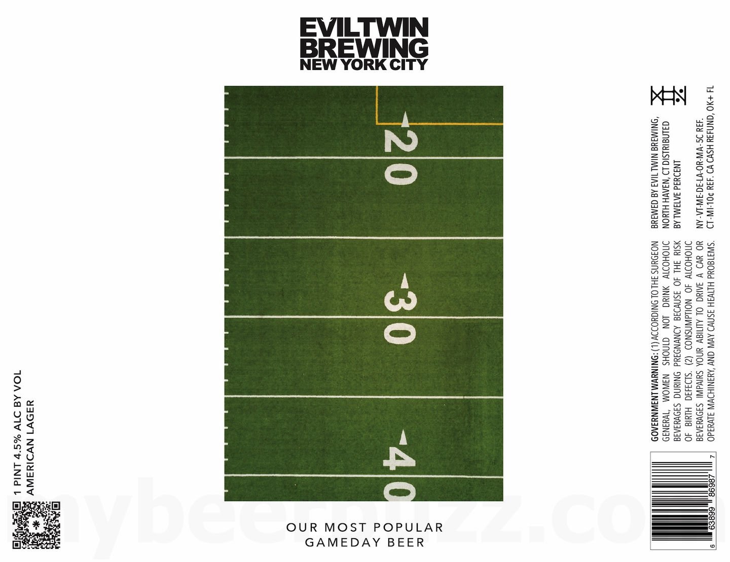 2026 Evil Twin Our Most Popular Gameday Beer 16-oz Cans